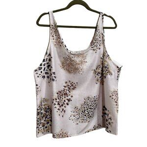 NEW Courtney Washington Women’s Linen Blend Leopard Print Tank Top 2X
